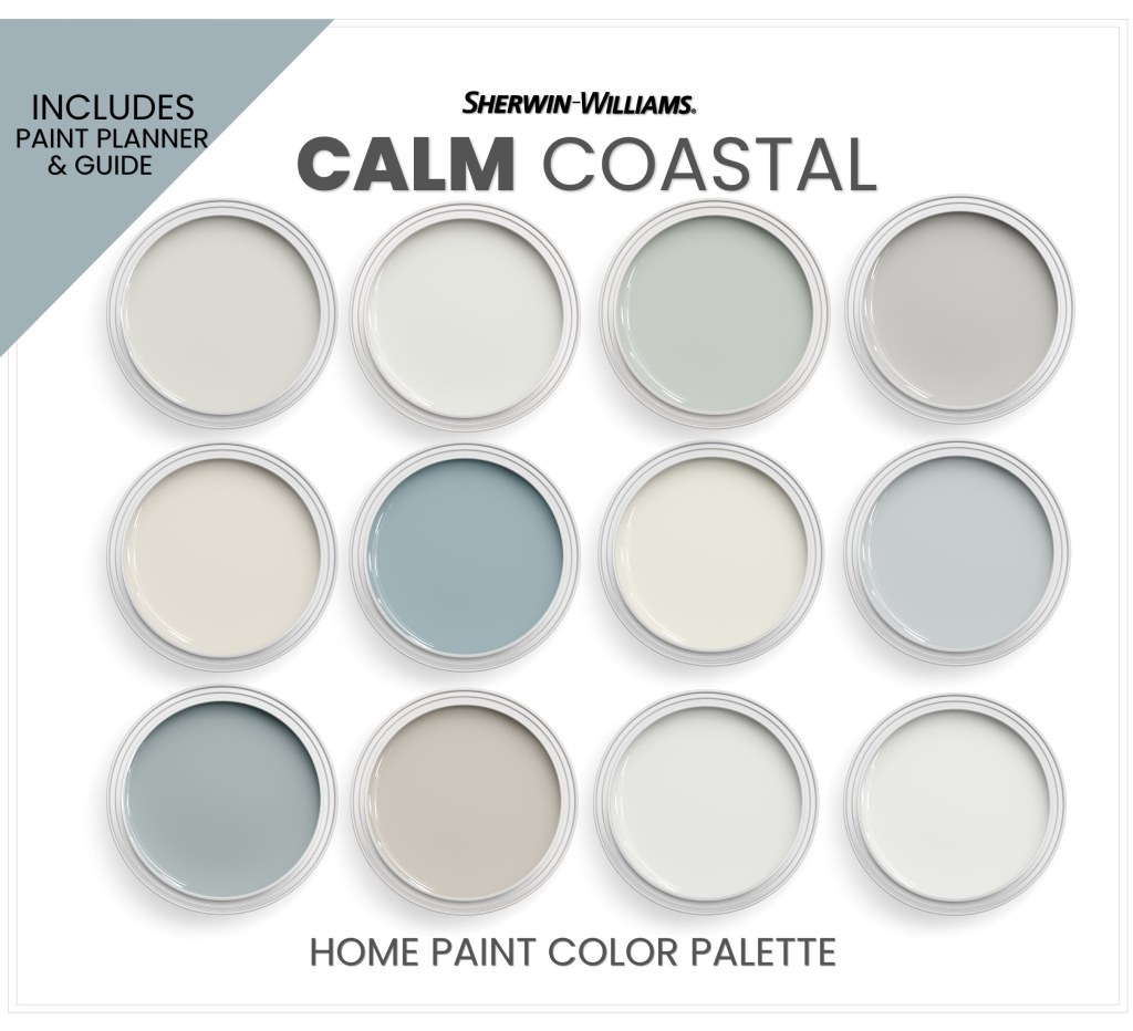 Picture of: Calm Coastal Paint Color Palette Sherwin Williams Coastal – Etsy