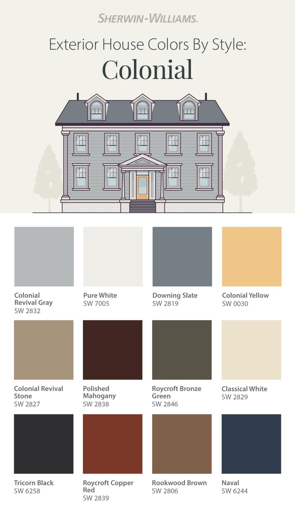 Picture of: Colonial-Style Exterior House Paint Colors  Exterior house paint