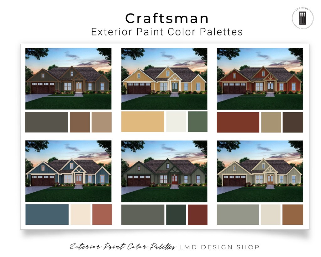 Picture of: Craftsman Exterior Paint Color Palettes Exterior House Paint – Etsy