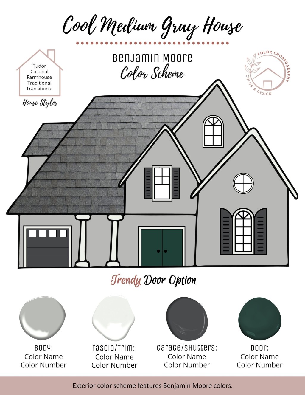 Picture of: Paint Color Palette Exterior Home Color Scheme Benjamin – Etsy