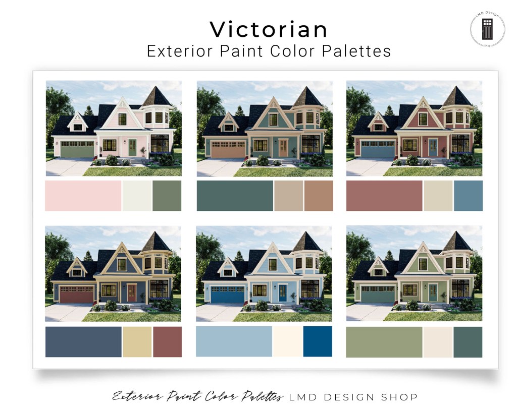 Picture of: Victorian Exterior Paint Color Palettes House Paint Colors – Etsy