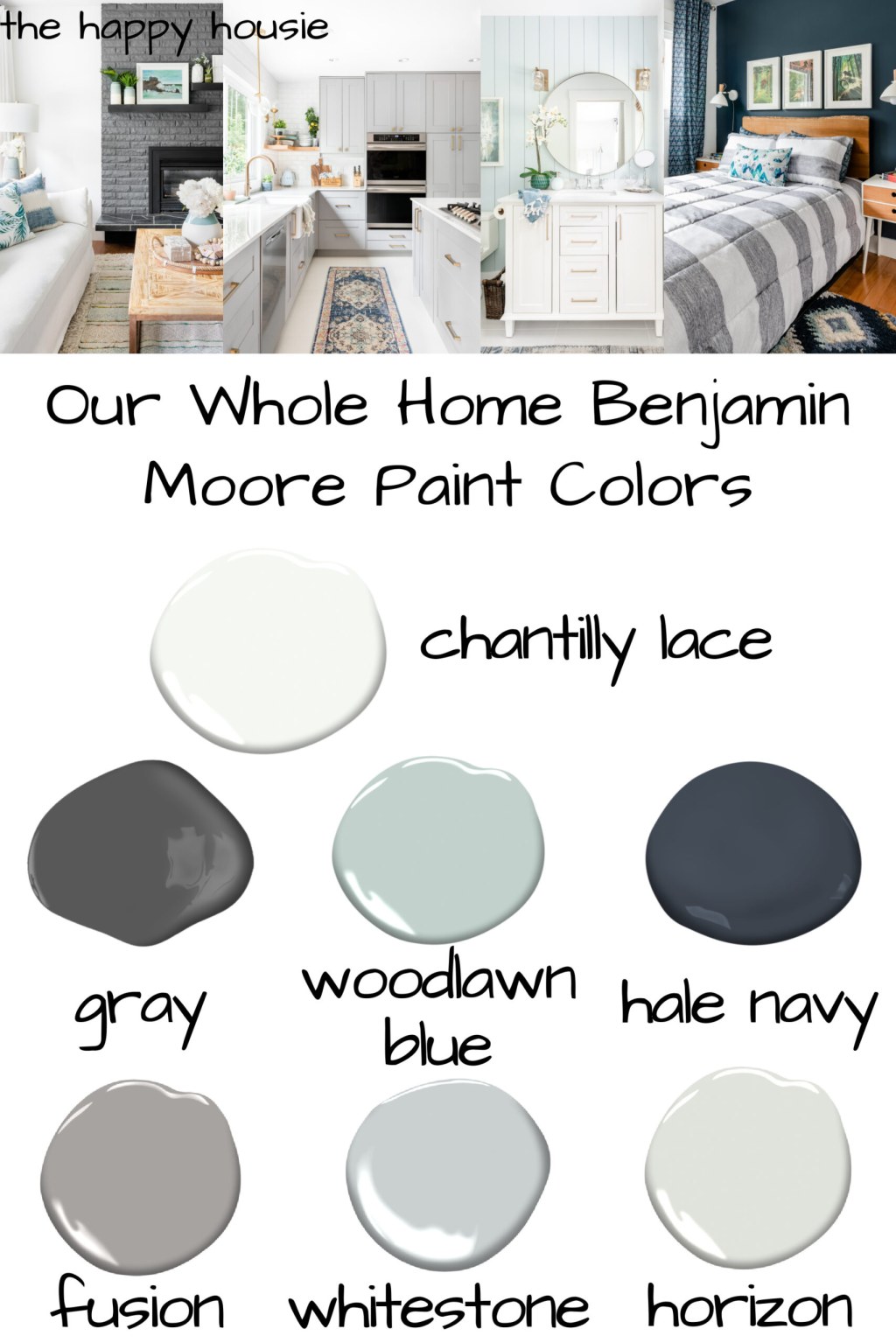 Picture of: Whole Home Benjamin Moore Paint Color Scheme  The Happy Housie